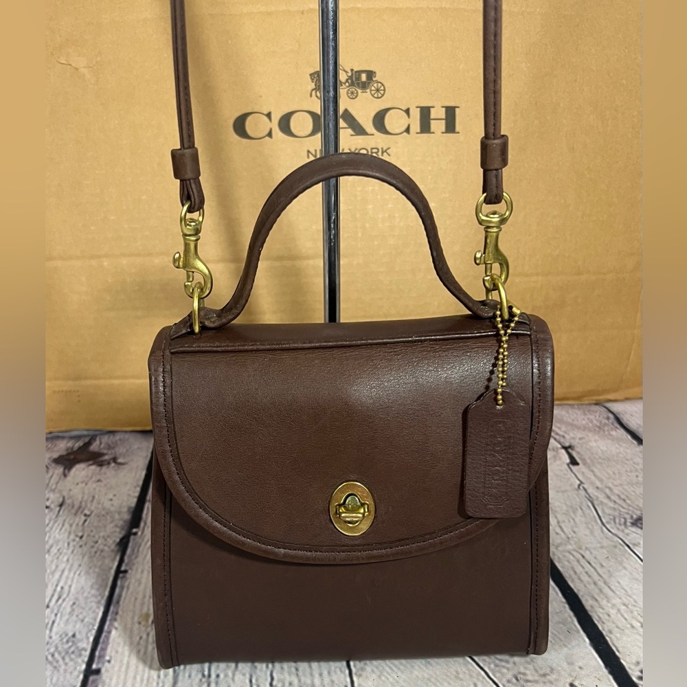 Vintage Coach 9983 Regina Bag Mahogany Brown Leather Top Handle Hangtag EXC COND